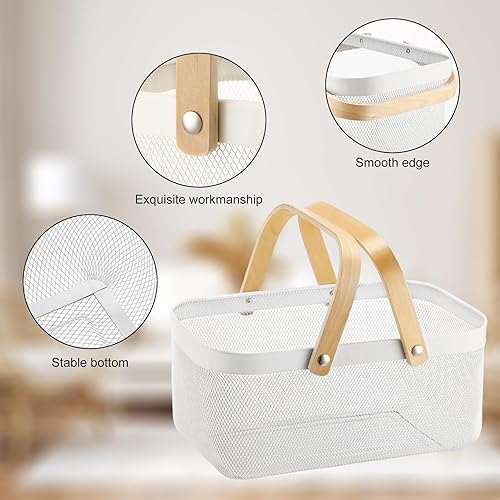 Miniatura 4 de Sadnyy 4 cestas de almacenamiento de alambre de metal con asa, cesta de cosecha de jardín, cesta duradera de frutas y verduras para organizar,