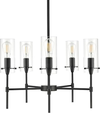 Linea di Liara Effimero 5-Light Black Chandeliers for Dining Room Farmhouse Dining Room Light Fixture Over Table Modern Kitchen Chandelier Pendant Light Fixtures, UL Listed