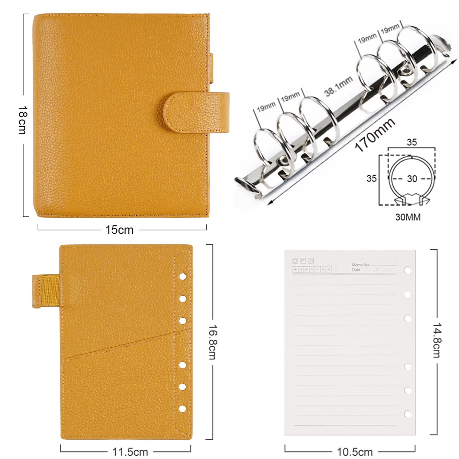 Amazon.co.jp: Moterm A6 Luxeリングプランナー - 本革バインダー