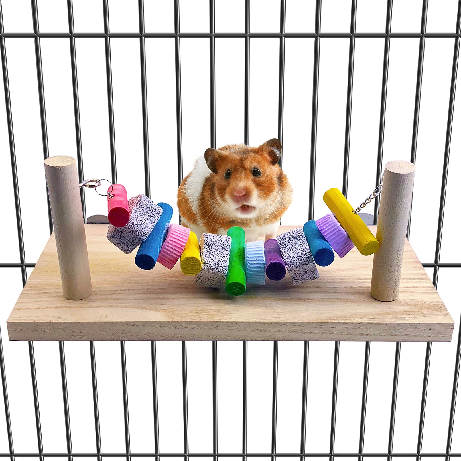 Tfwadmx Chinchilla Ledges Wood, Hamster Chew Toy Wood Platform Grinding Teeth Toys, Hamster Percy Ledges Wooden Standing Platform for Rat Gerbil