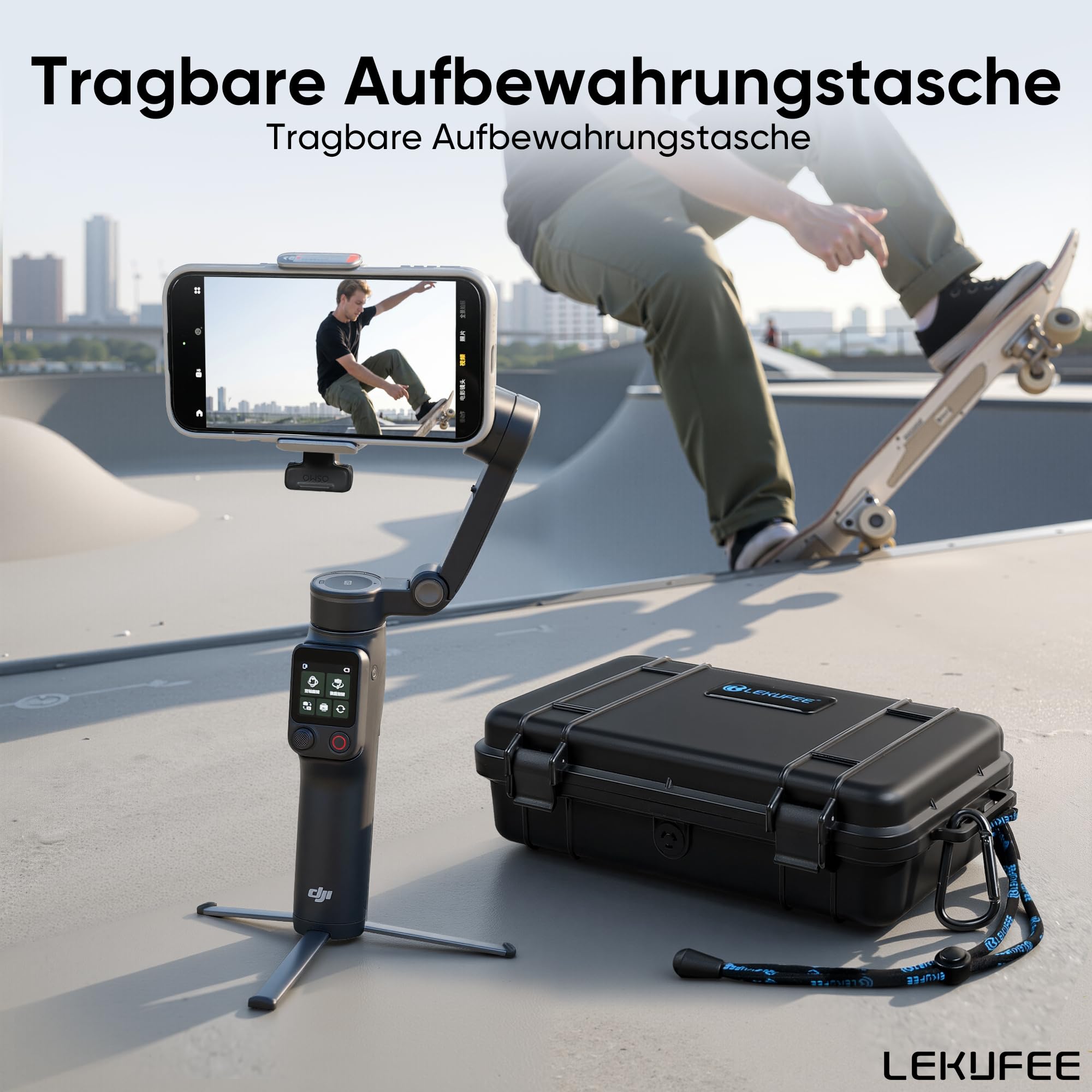 LEKUFEE Reise-Wasserdichter Aufbewahrungskoffer für DJI Osmo Mobile 8P Gimbal-Stabilisator und weiteres Zubehör (nur Tasche)