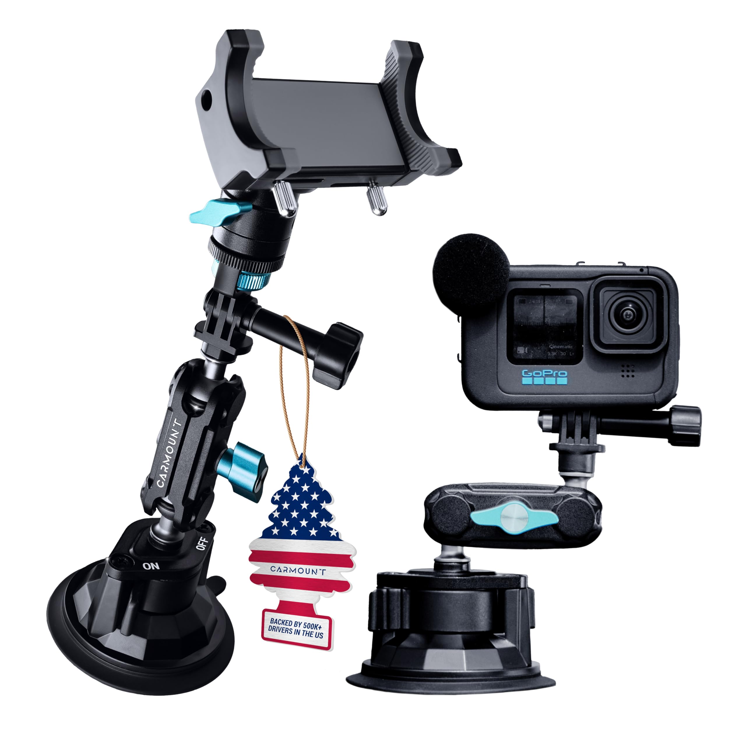 CARMOUNT TitanX100 Heavy Duty Car Mount 2025 Model Universal Dashboard Windshield Cell Phone Car Mount Adjustable Suction Cup