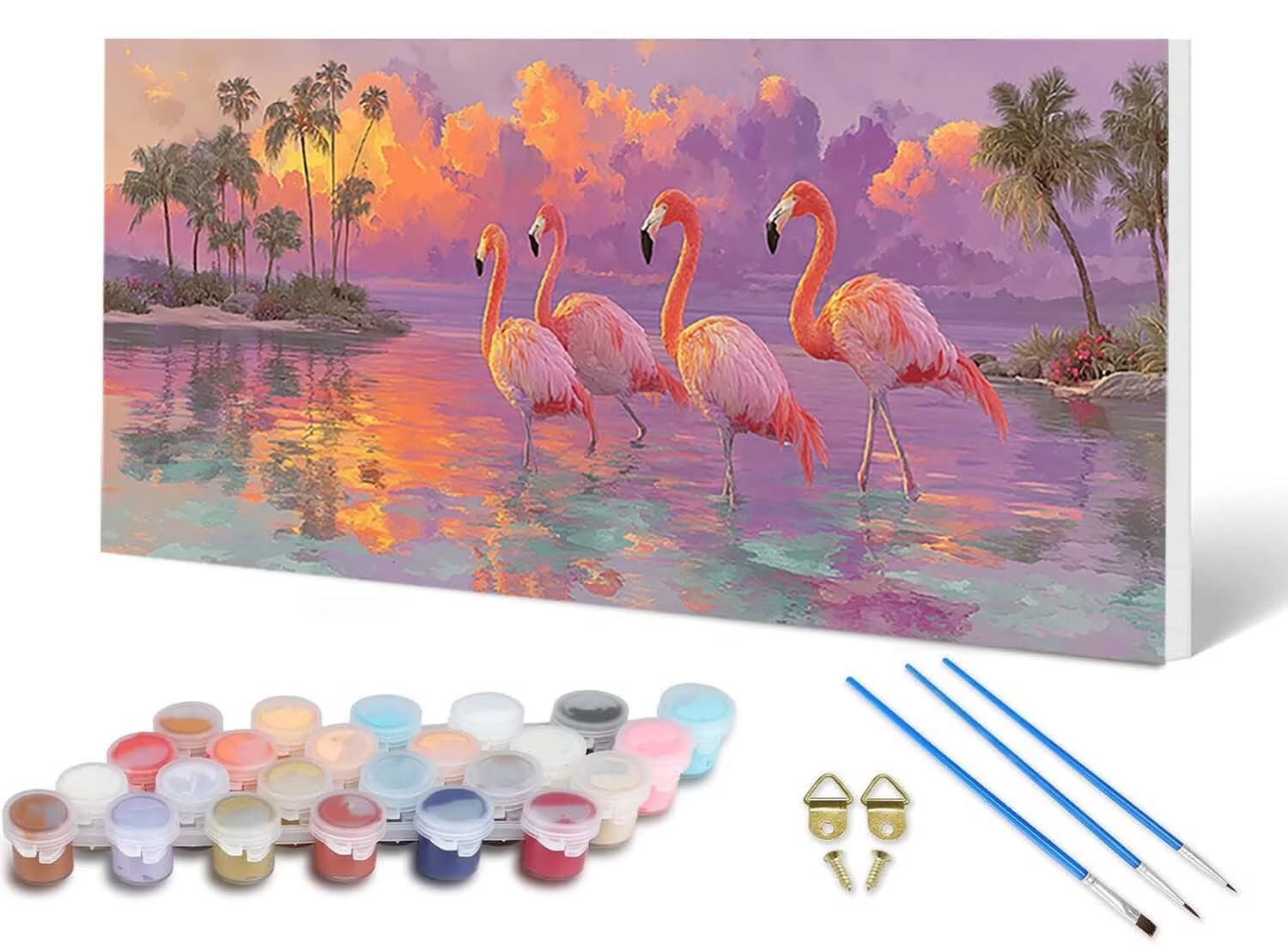 Malen Nach Zahlen Flamingo Malen Nach Zahlen Erwachsene Tier 100X300 CM, DIY Paint by Numbers Bastelset Erwachsene Anfänger mit 3 Pinsel und Acrylfarben & Knitterfreie Leinwand für Wanddeko -lsy2506Z9