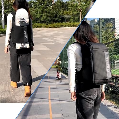 Miniatura 7 de TPAID Mochilas de patineta con correa de hombro ajustable, mochila para laptop para hombres y mujeres, bolsas de transporte de patín de tendencia