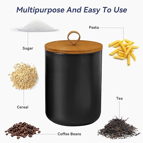 Miniatura 4 de Tarros grandes de almacenamiento de cerámica, modernos y elegantes, altamente pulidos, herméticos, preciosos recipientes de almacenamiento con tapa