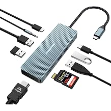 10'u 1 Arada USB C Ba lant   stasyonu, 4K HDMI Adapt r , 2 x USB 3.0 Ba lant  Noktalar , USB-C 3.0, 2 x USB 2.0, 100W PD  arj, SD/TF, Diz st  Bilgisayar i in 3.5mm Ses Jak , iPad