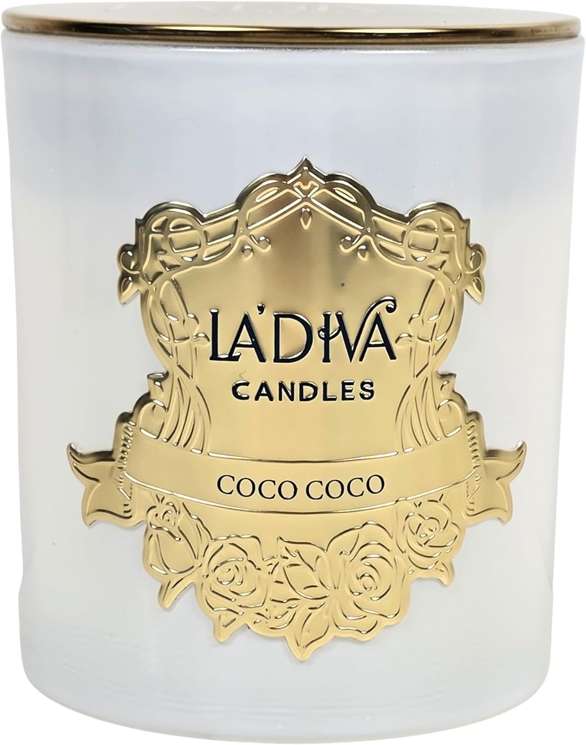 La’Diva Coco Coco Luxury Soy Candle – Handcrafted in USA, Wooden Wick, Long Burn Time, Gift-Ready Jar, Calming Aromatherapy, Eco-Friendly & Clean Scented Candle (White)
