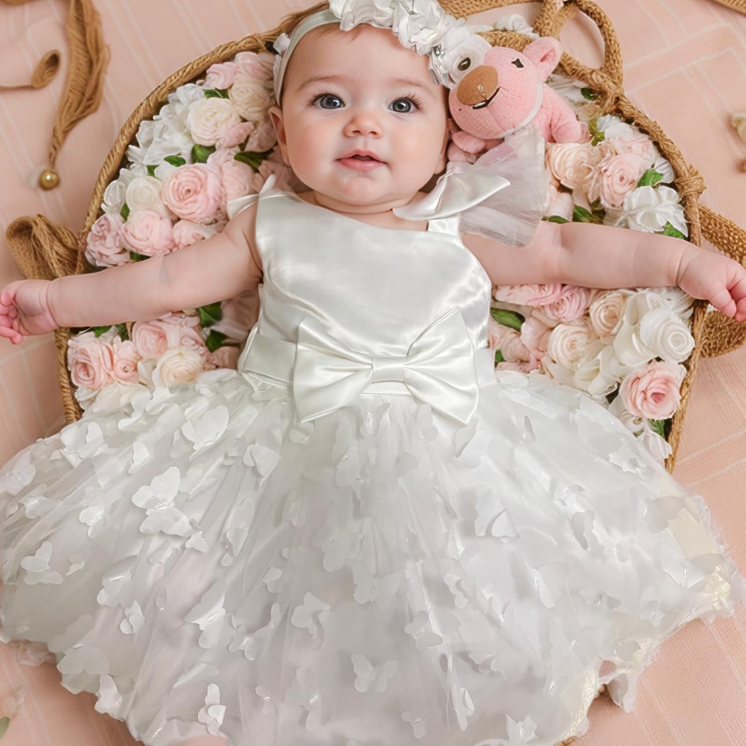 LZH Baby Girl Christmas Dress Bowknot Butterfly Tutu Dress Infant Toddler Flower Girls Birthday Dresses with Headband - Image 2