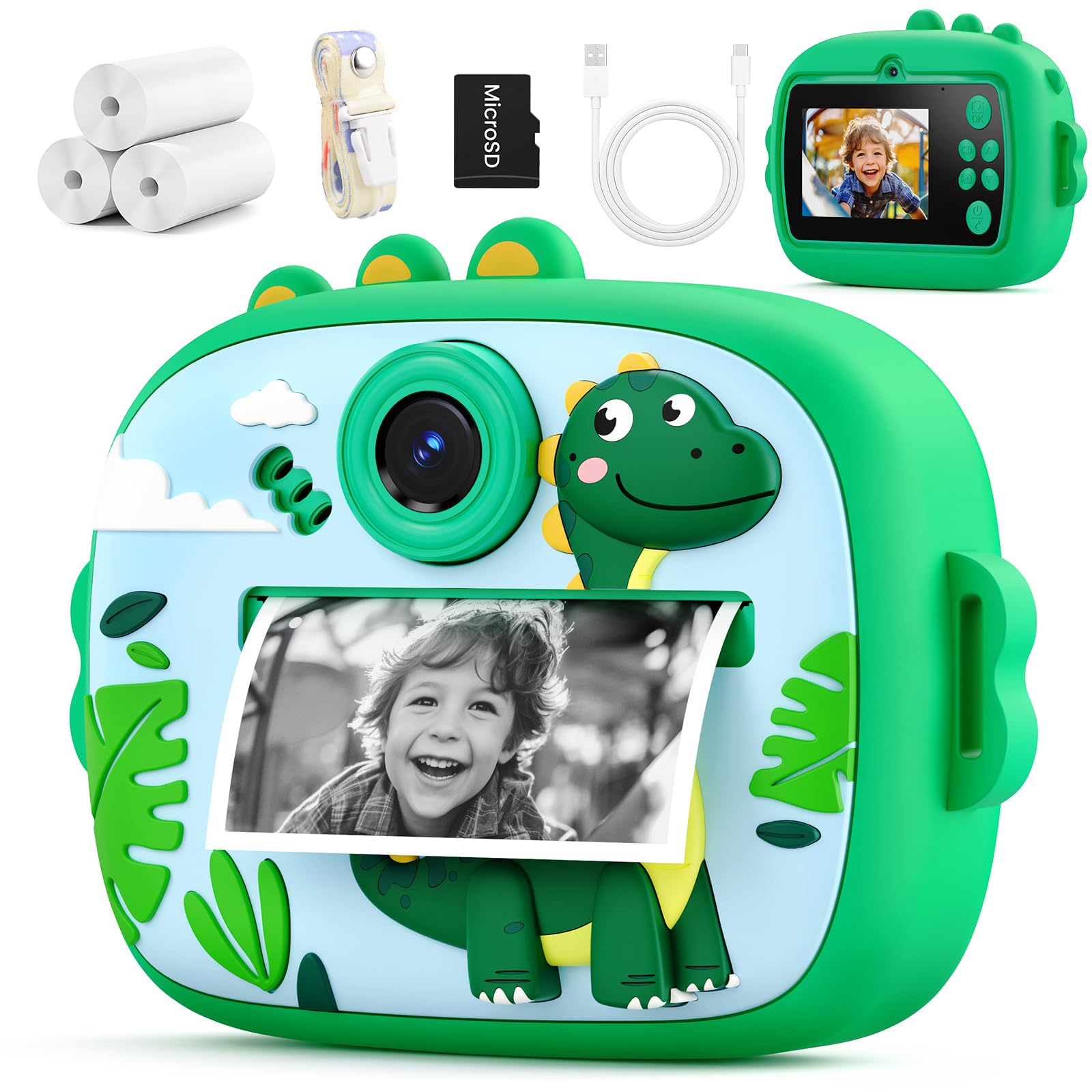 Cámara instantánea para niños, Camara Fotos Infantil instantanea Pantalla de 2,4 Pulgadas, Papel de impresión y Tarjeta de 32 GB, Juguete Regalo para niños y niñas de 3 a 14 años