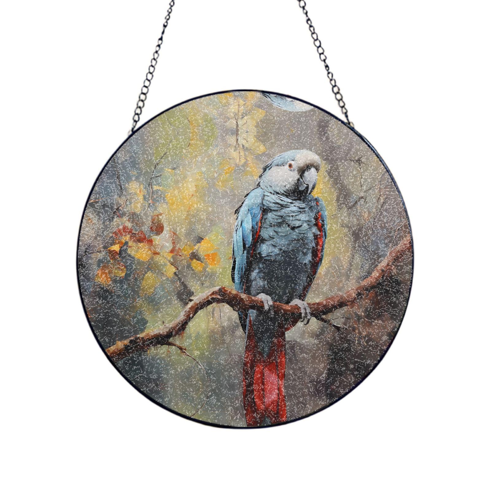Phayah Parrot Print Glass Window Hanging Sun Catchers Suncatcher Decor For Birthday For Home Garden Porch 4in（10cm）