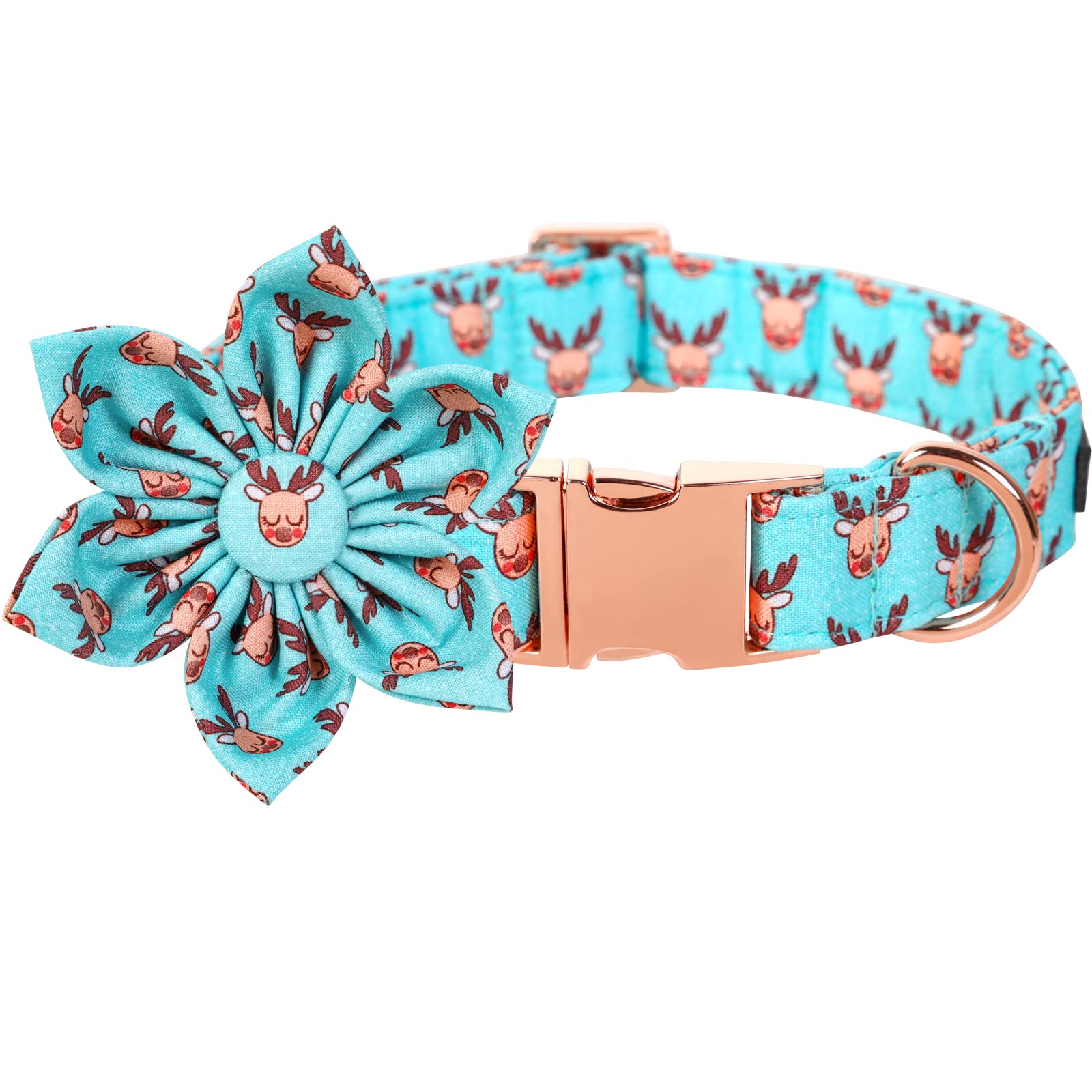 Lionet Paws Christmas Dog Collar with Flower, Dog Flower Collar with Metal Buckle for Dogs and Cats, Adjustable Comfortable Dog Collar Girl Gift, S,