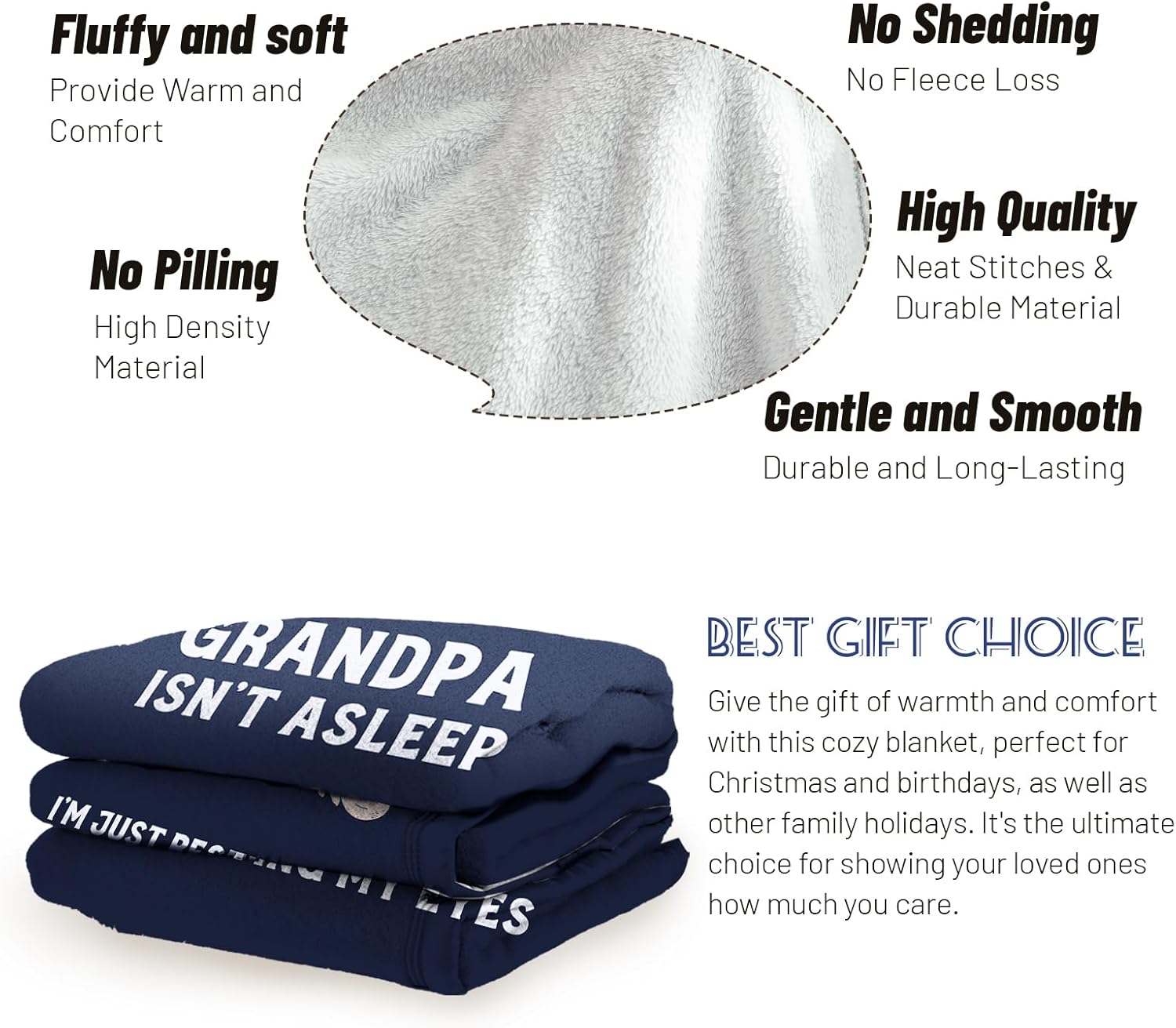 Grandpa Gifts, Grandpa Christmas Birthday Gifts from Grandkids, Grandpas Blanket, Gift for Grandpas, Grandparents Present from Grandchildren, Blue Flannel Throw Blanket 50" X 60" - Image 4