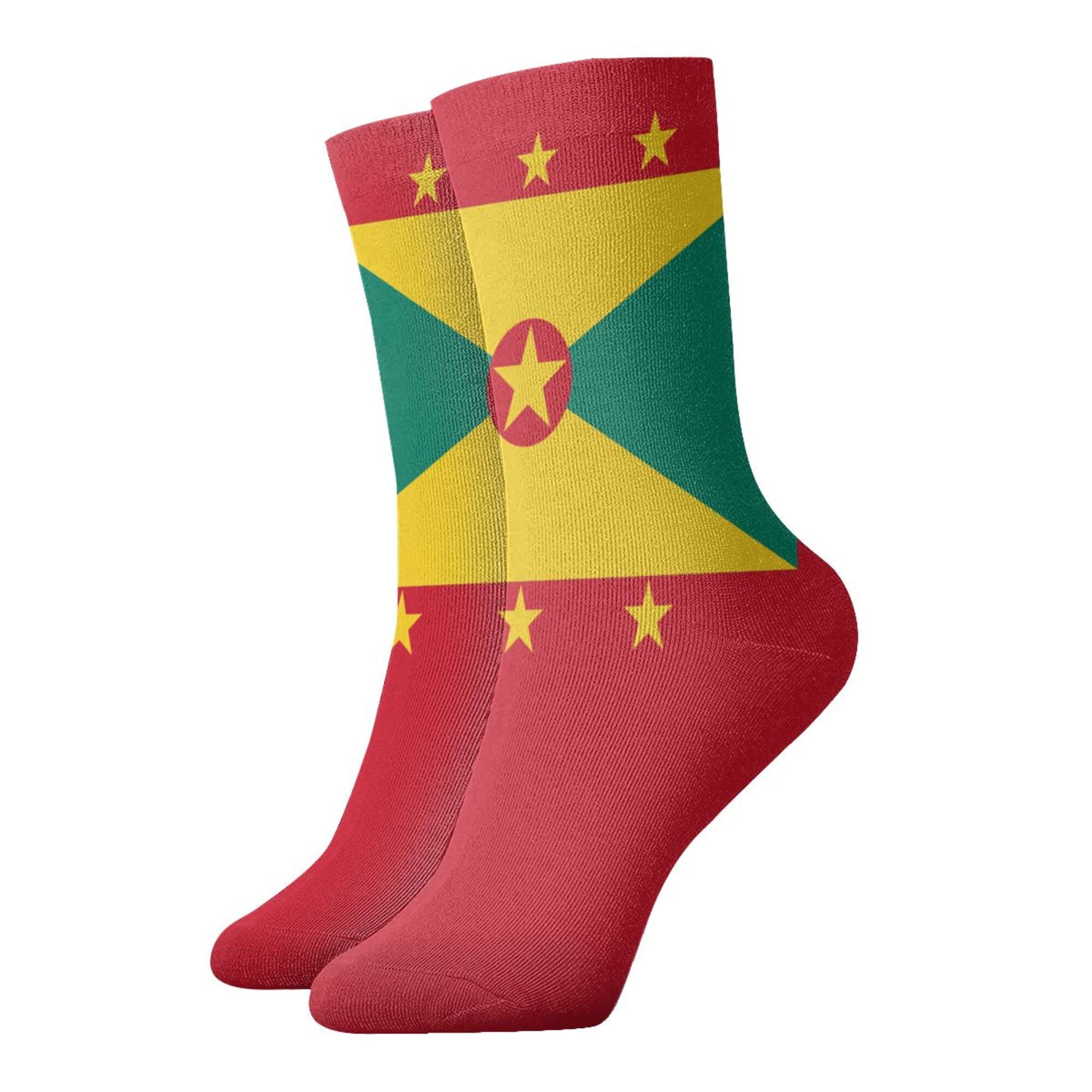 Kwqdozf Unisex Flag Of Grenada Flag Of Barbados Casual Crew Socks Novelty Athletic Socks Men's Dress Socks Patterned Sock