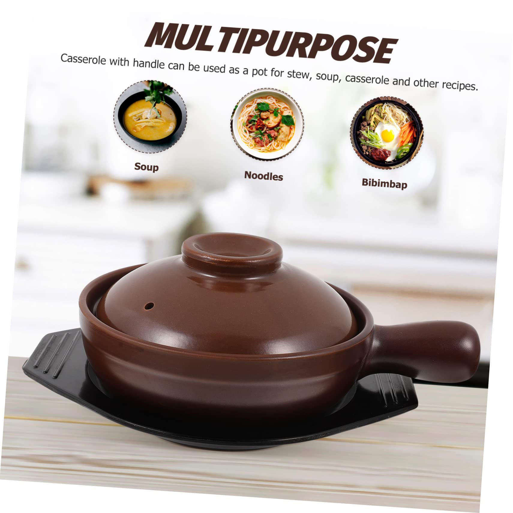 BESTonZON 1juego Cacerola De Cerámica Con Mango Olla Para Sopa Y Guiso Resistente Altas Temperaturas Para Cocina Casa Y Restaurantes