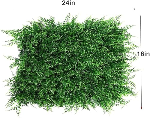 Miniatura 2 de uyoyous 12 paneles de pared de helecho artificial, seto de boj sintético, paneles de pared de helecho para interiores y exteriores, 24 x 16 pulgadas