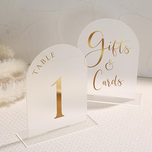 Miniatura 54 de UNIQOOO Paquete de 10 letreros de mesa de acrílico esmerilado de 8 x 10 pulgadas para boda con soportes, 1/8 pulgadas de grosor, hoja de letrero