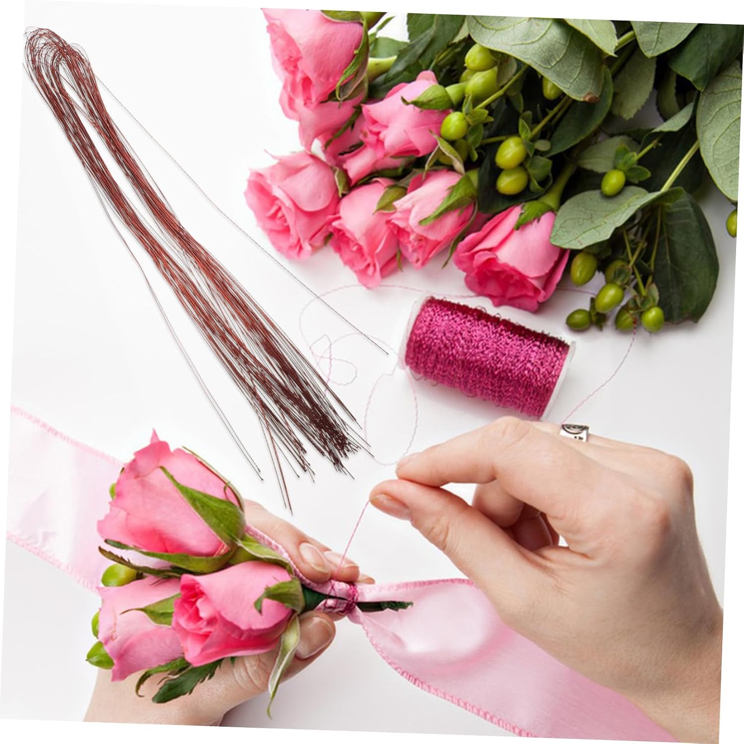 50pcs Metal Floral Wire Stems Handmade Wire for Craft Artificial Flower Making Floristry Supplies Wreath Making Stems