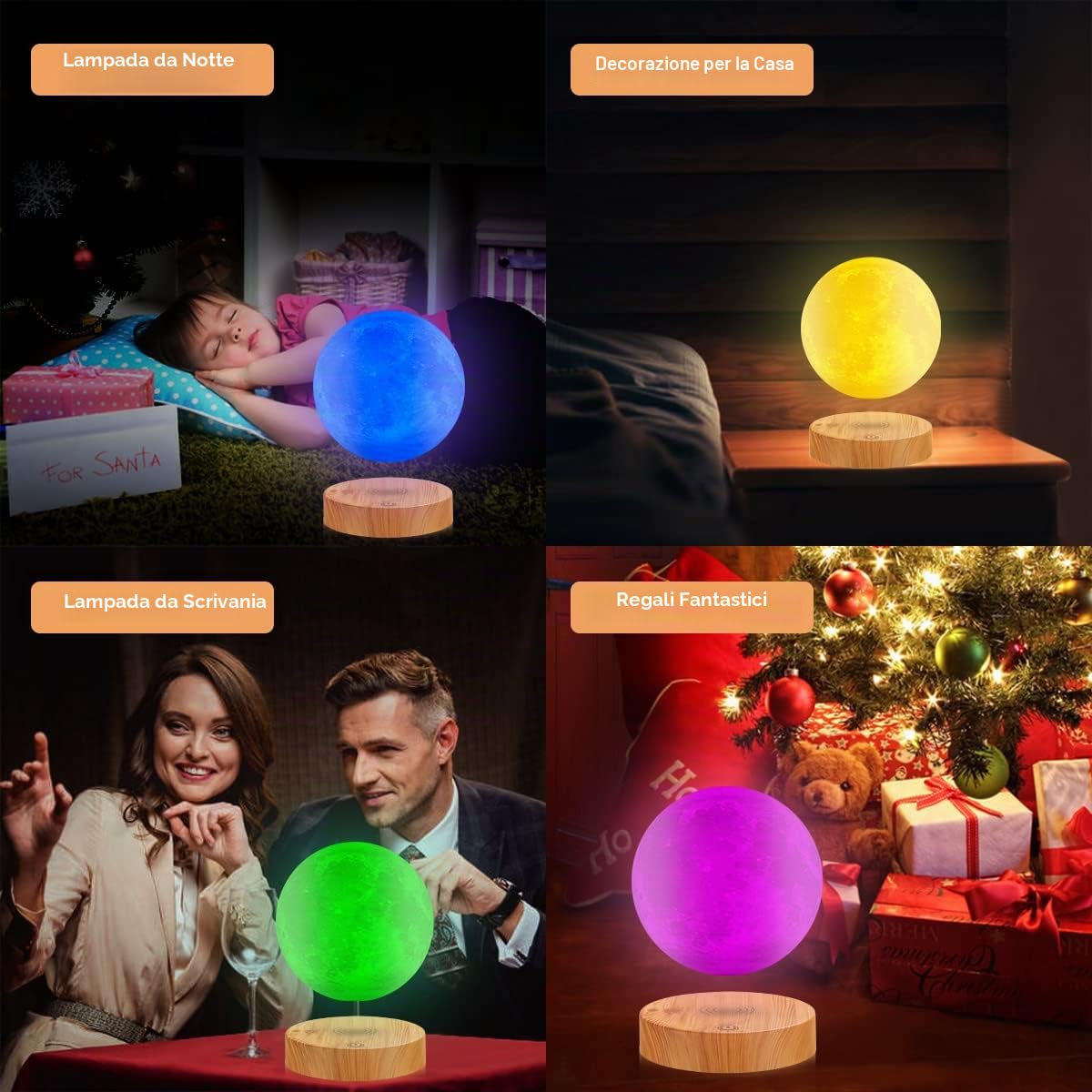 Lampada lunare a levitazione, luce lunare 3D galleggiante a LED luna a levitazione magnetica luci notturne per la decorazione dell'ufficio in camera regali fantastici (16 Colori)