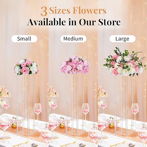 Miniatura 6 de NUPTIO Ramo de arreglo de bolas de flores, 10 unidades de 17.7 pulgadas de diámetro, flores falsas azul real y blanco, bolas de rosas para centros