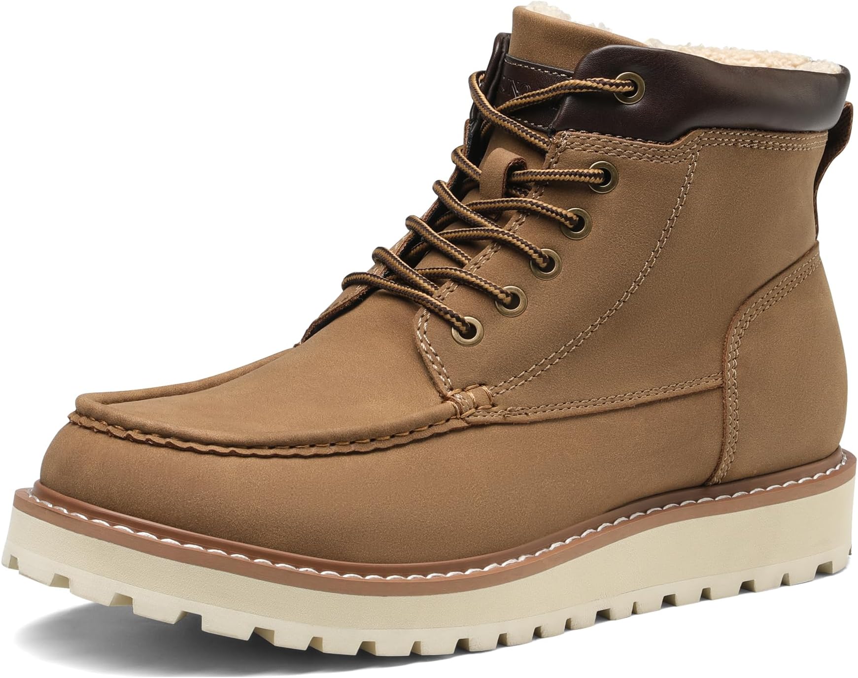 Bruno Marc Men's Moc Toe Boot Fashion Comfort Casual Wedge Boots