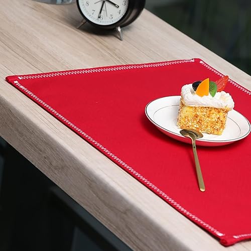 Miniatura 5 de Dress4Tab Juego de 6 manteles individuales antideslizantes resistentes al calor de Navidad con bordado electrónico bohemio para mesa de comedor,