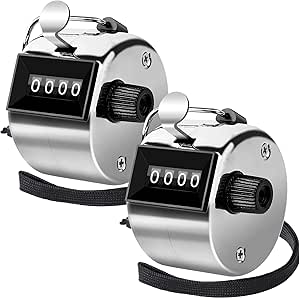 FEBSNOW Hand Tally Counter 4 Digital Clicker Counter for Sport Row School Event (Metallic)