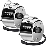 FEBSNOW Hand Tally Counter 4 Digital Clicker Counter for Sport Row School Event (Metallic)