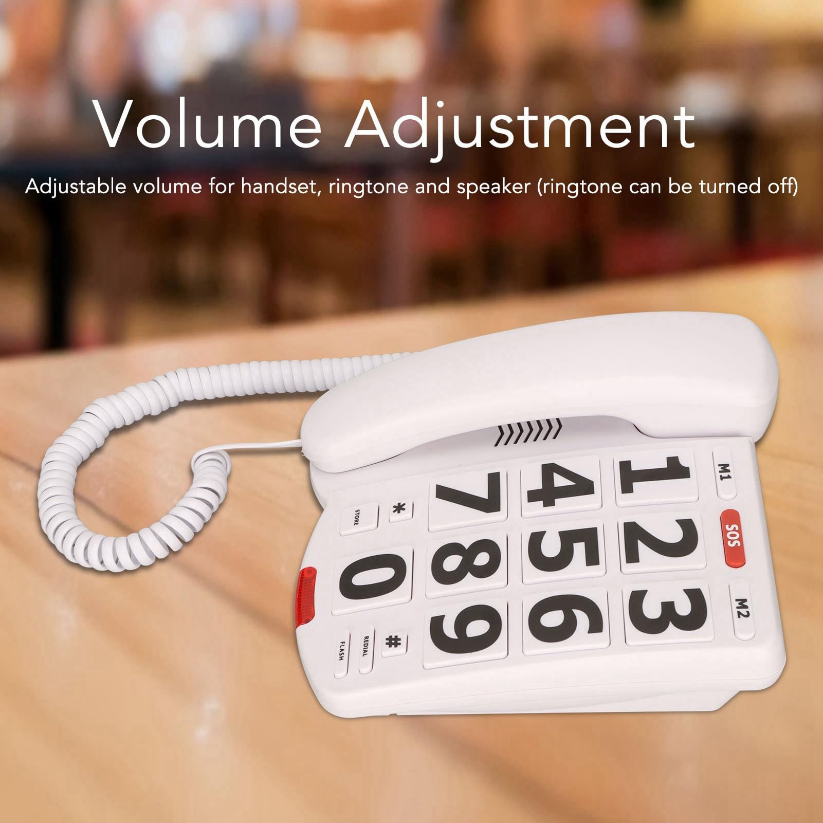 Yosoo Health Gear Telefono con Filo con Tasti Grandi, Telefono Fisso Amplificato per Anziani con Problemi di Udito con Volume Regolabile e Vivavoce