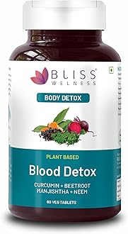 Blood Detox | Curcumin Beetroot Manjistha Neem Extract | Blood Purifier Acne & Pimple Control Radiant Skin Anti Bacterial Ayurvedic Herbal Supplement - 60 Vegetarian Tablets