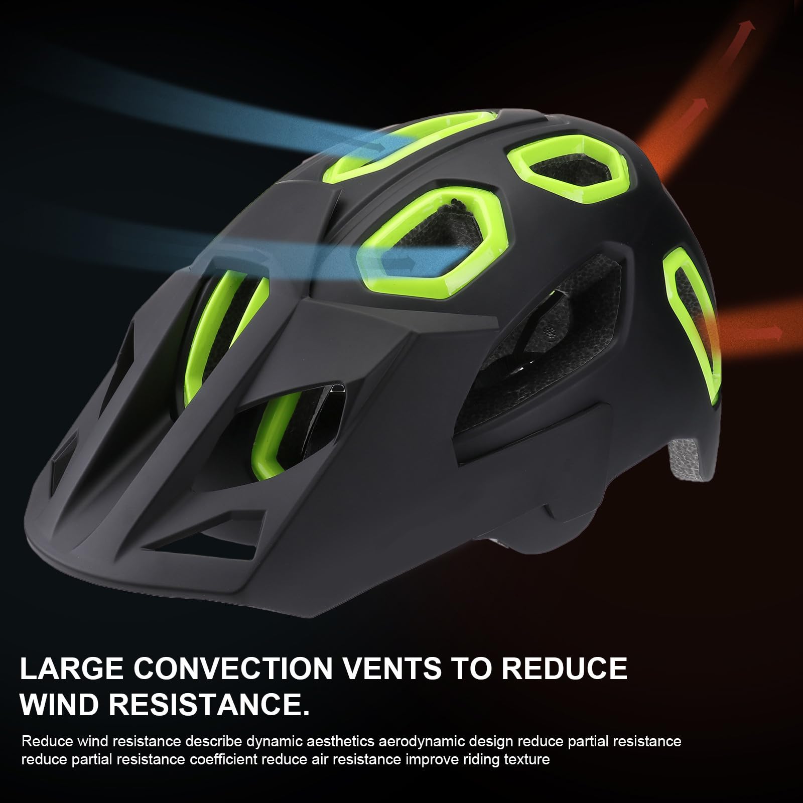 Housoutil Casco Vento Regolabile Nero al Riduce Resistenza e Bicicletta Casco Mtb in PC da Uomo Donna Ciclismo All'aperto Weekend