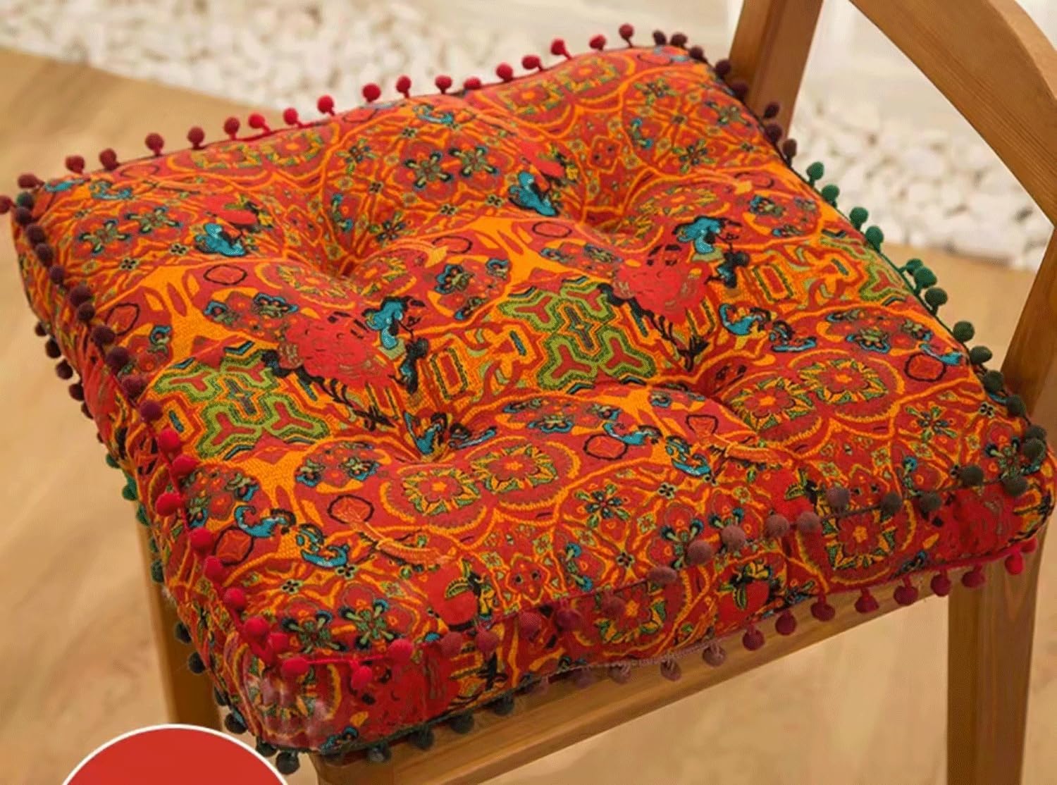 Meditation Cushion, Boho Meditation Mat, Meditation Pillows For Sitting On Floor, Cushions For Sitting In Home And Outdoor, Floor Pillows Cushion Sea(Size:42x42x6cm,Color:Moroccan square mat - orange)