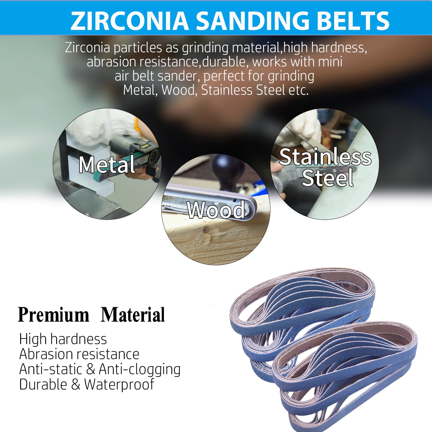 Zirconia Sanding Belts - 36 Pack for Metal Finishing -4