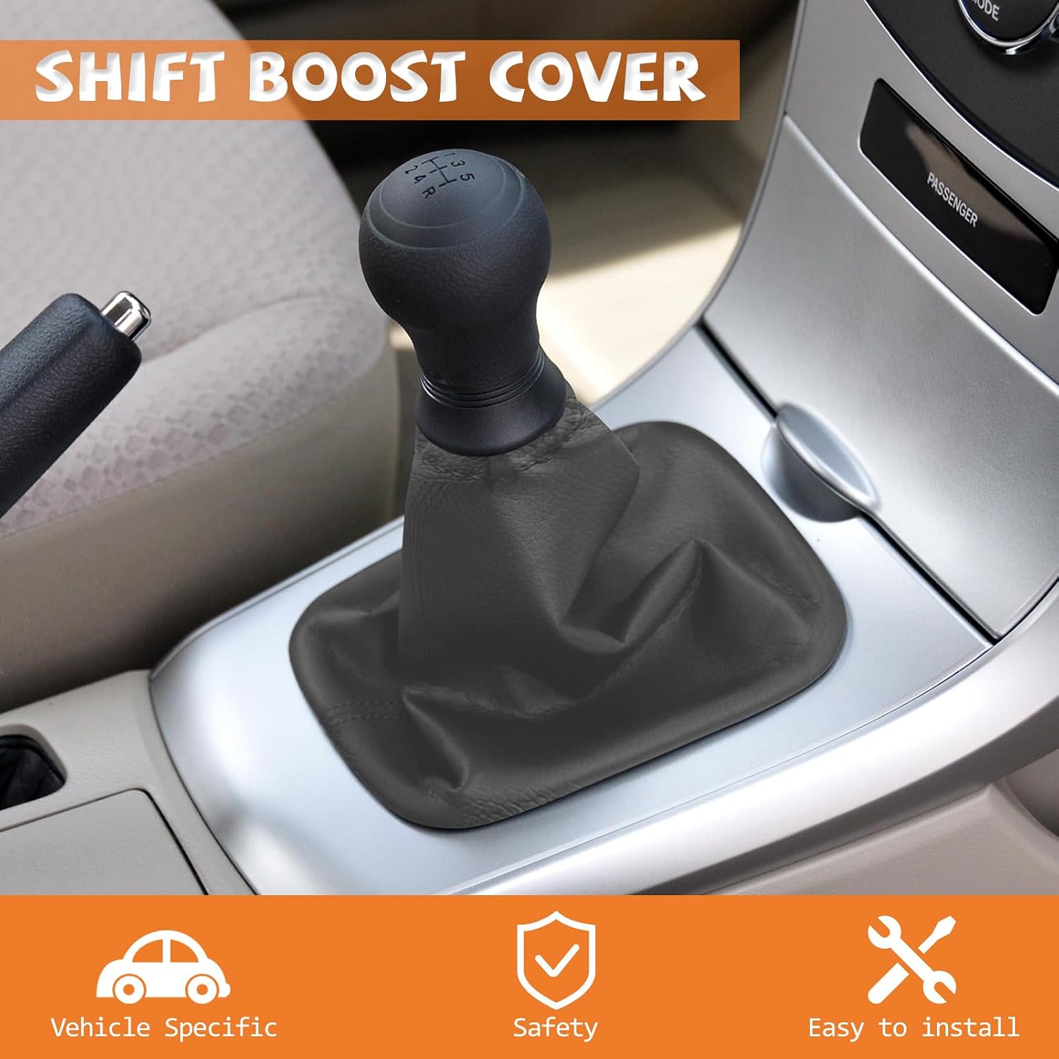Shift Boot Cover Compatible with Toyota Corolla 2007-2013 Leather Gear Shifter Knob Dust Cover Retainer Stick Shift Sleeve Gray