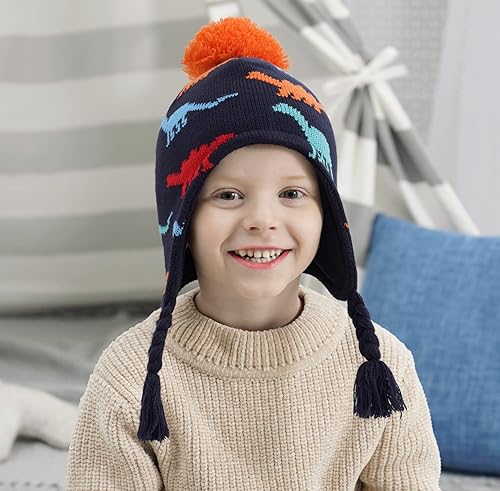 Miniatura 2 de Connectyle Gorro con orejeras para niños pequeños, con forro polar, gorro de invierno cálido