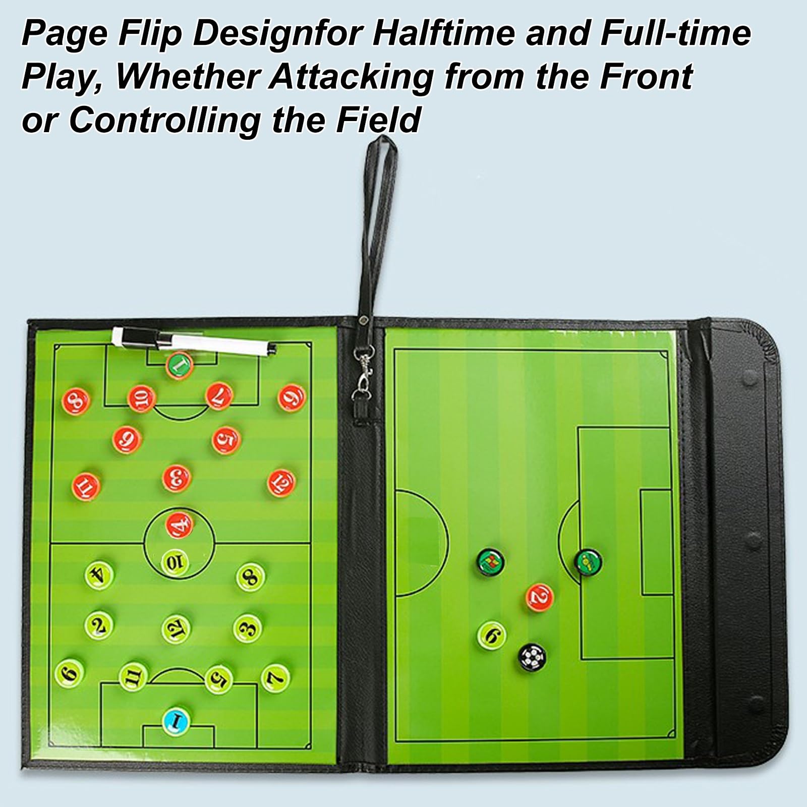 Lavagna tattica da calcio portatile, Marcatori magnetici for lavagna da calcio cancellabili a secco Pezzi degli scacchi Capovolgi pagina 20,8x12,2 pollici