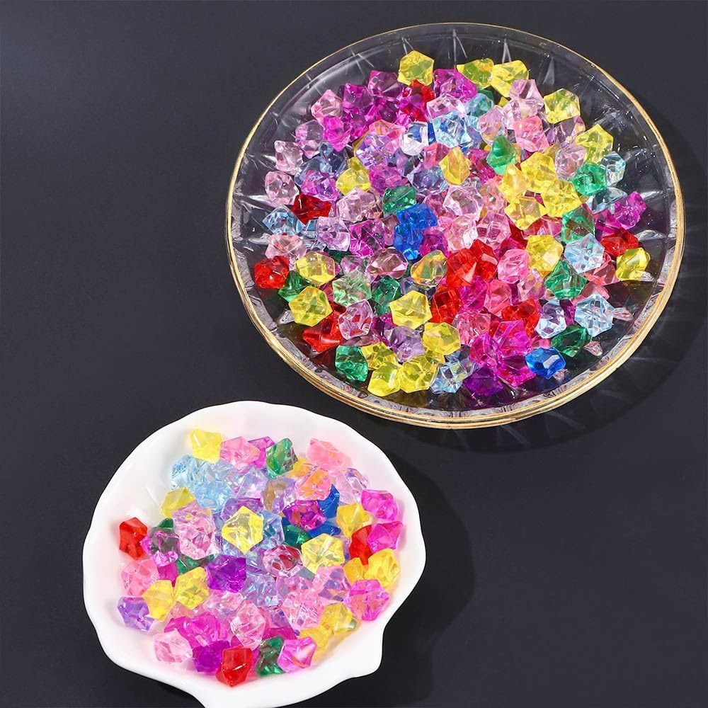 50pcs Fake Ice Cubes Vase Filler Artificial Stones Clear Gem for Fish Tank Decoration Aquarium Landscape Ornaments Arts Crafts,14 * 11mm(Pink)
