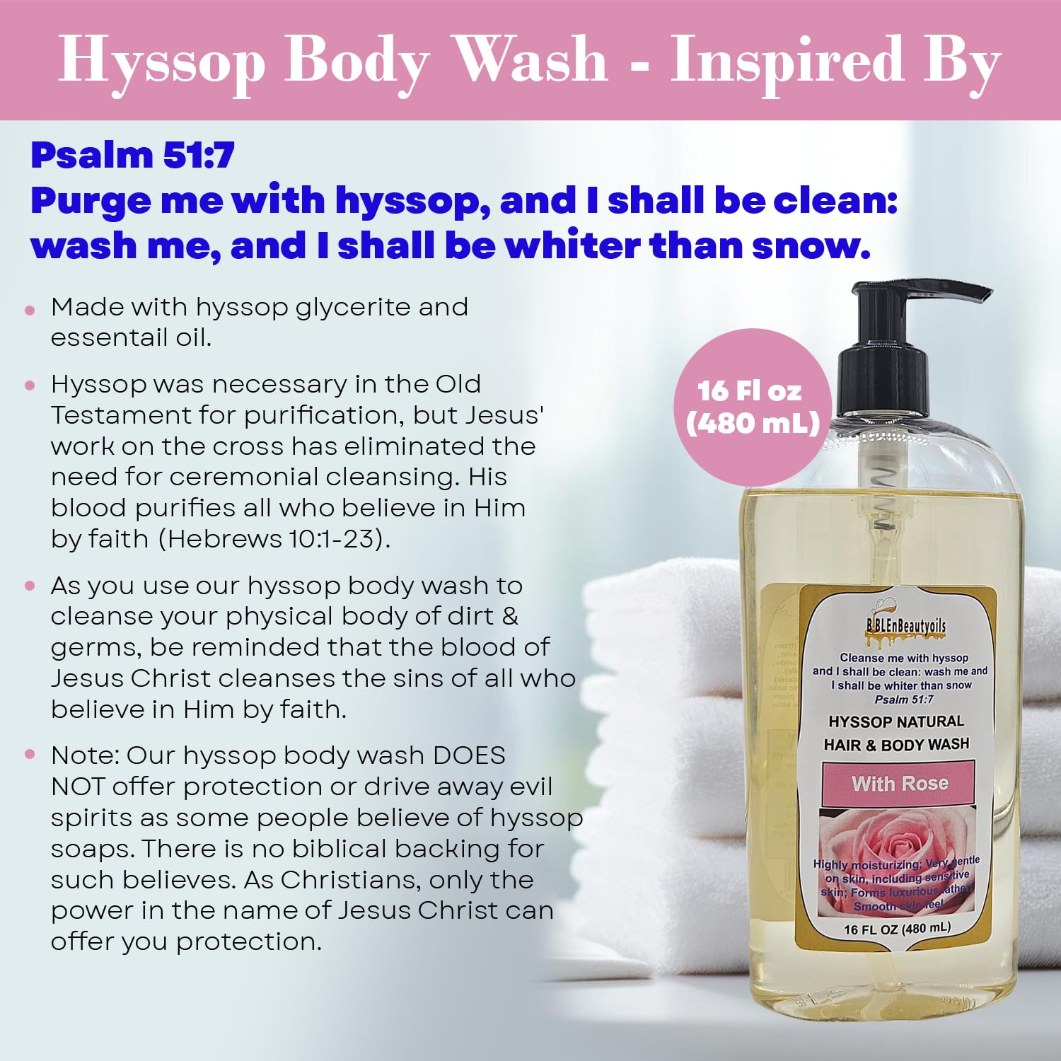 Cleanse Me With Hyssop Natural Hair and Body Wash, Organic Hyssop Infused Shampoo and Body Wash for Nourishing and Refreshing Hair & Body Cleansing