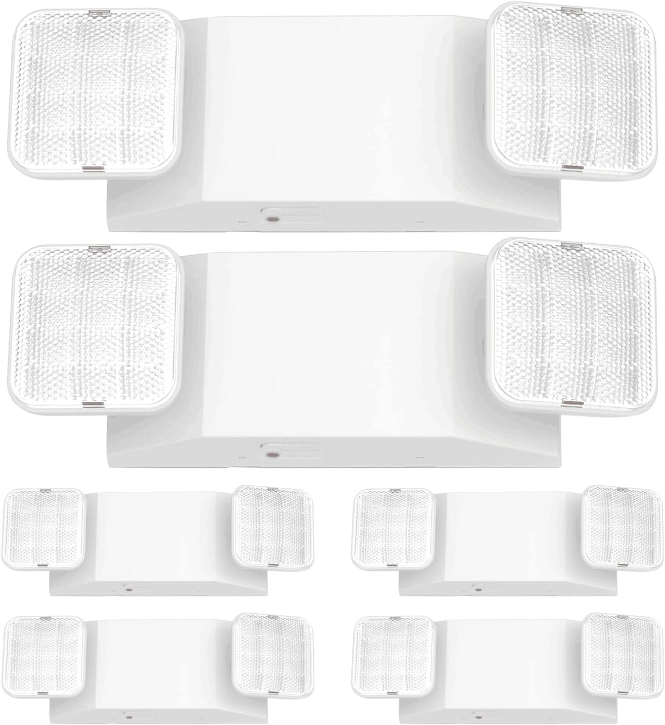 LED Emergency Light with Battery Backup, Two Square Head Adjustable Emergency Exit Lights for Home Power Failure, High Light Output for Hallways, Stairways, Fire Resistant 120-277V (UL 94V-0) (8-pack)