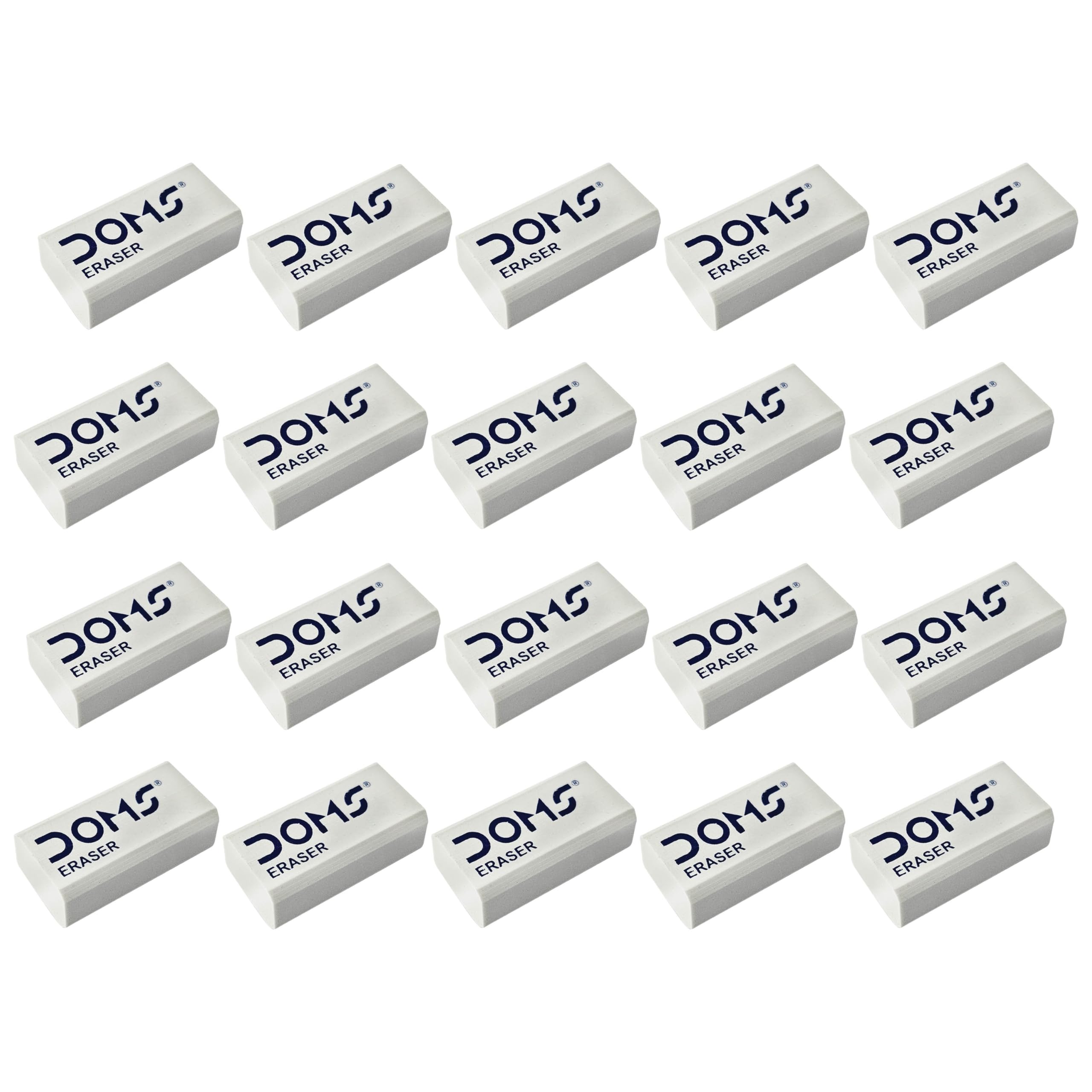 DPlast Mini Pencil Erasers, White, Pack of 20, Easy to Clean Durable Plasto Soft Erasers, Perfect for School Office Home Use, iZOFAX Black Ball Pen