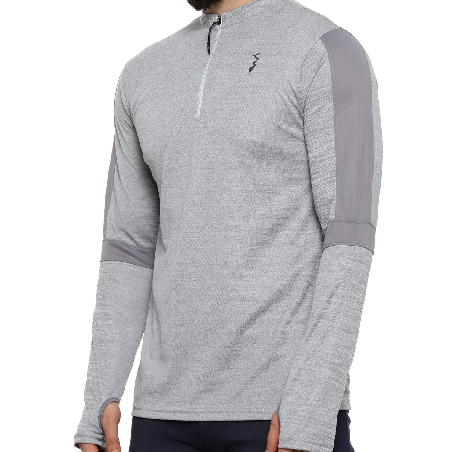 Campus Sutra Basic Activewear - Camiseta de manga larga para hombre, corte normal, cuello alto, media cremallera, de poliéster, ajuste cómodo para uso diario
