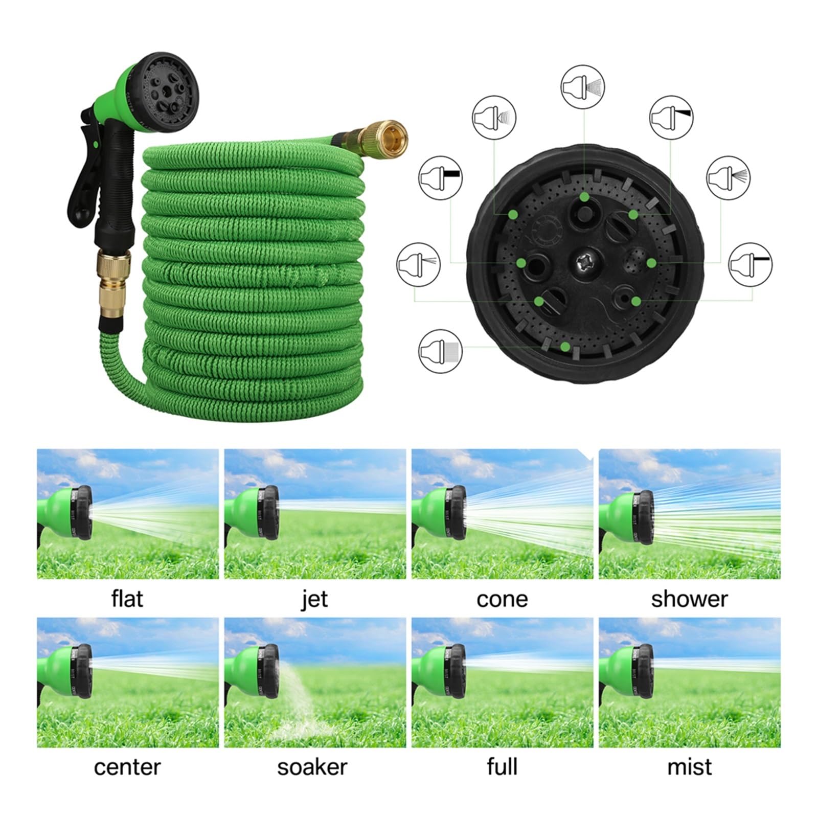 Tubo da giardino leggero espandibile Bobina ad alta pressione con doppio connettore metallico espandibile for tubo dell'acqua da giardino for il lavaggio dell'irrigazione dell'azienda agricola del gia