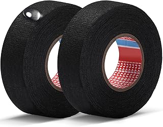1 Inch x 49.2 ft Wire Harness Cloth Tape Wiring Harness Automotive Cloth Tape Noise Damping Heat Proof Adhesive Fabric Tape for Automotive Electrical Wrap Protection Insulation Cable Fixed (2 Rolls)