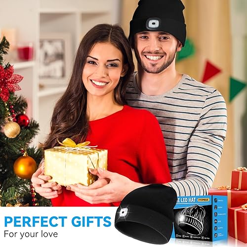 Miniatura 5 de Relleno de calcetines navideños para hombres y adultos, gorros con luz, linterna LED recargable por USB, regalos de cumpleaños para hombres, mujeres