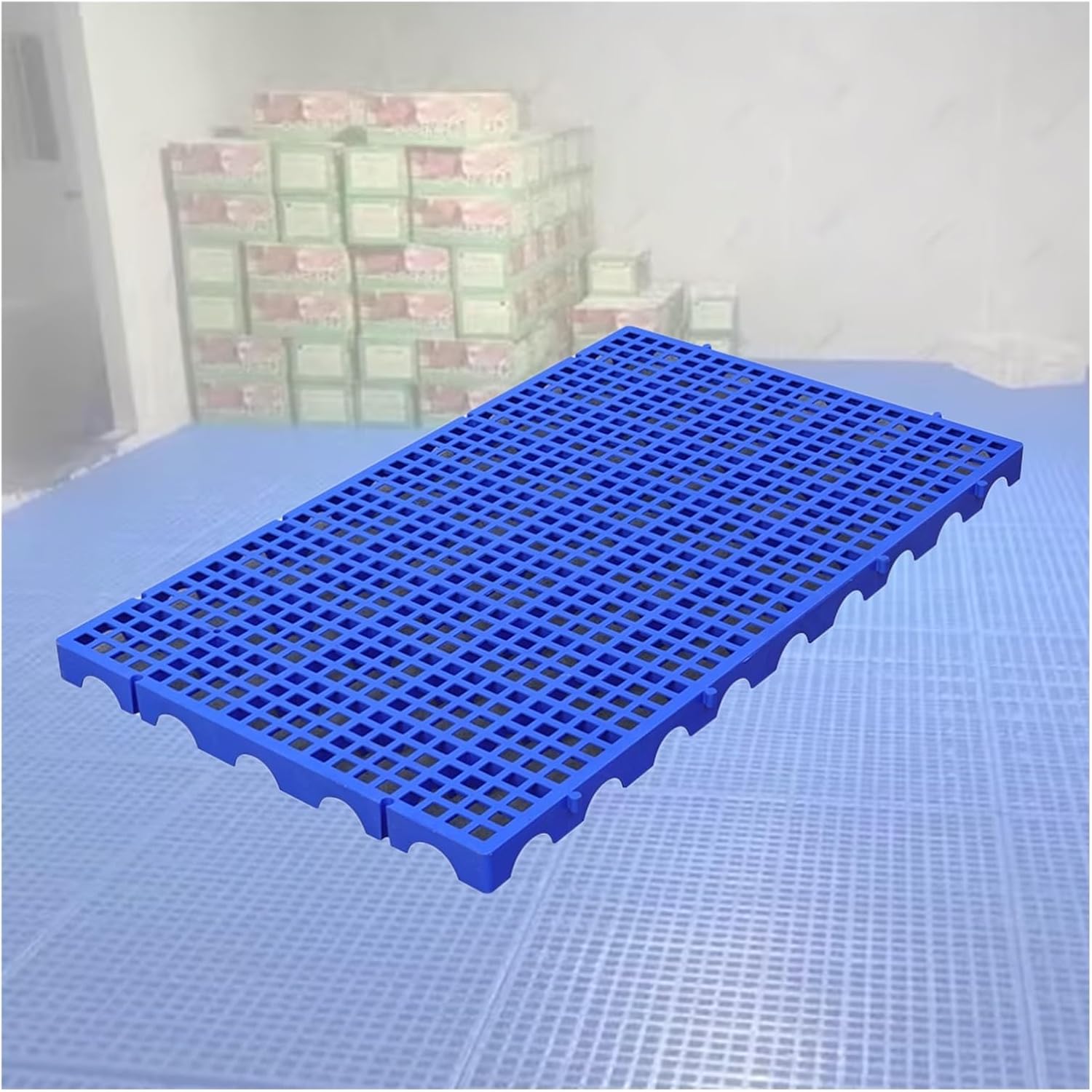 XPLKQXE Supermarket Goods Display Plastic Pallets, Lightweight Floor Storage Polyethylene Pallet Pad Board, Warehouse Breathable Grid Ventilation Tray Mat (Color : Blue-39.4x31.5x1.6in, Size : 1pcs