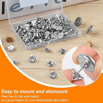 Phinus Pin Backs, 100PCS Metal Locking Pin Backs, Pin Back Locking Can Be Used for Badges, Lapel Pins, Enamelled Pins, Charms, Bags, Clothes, Denim Buttons, Badges and More