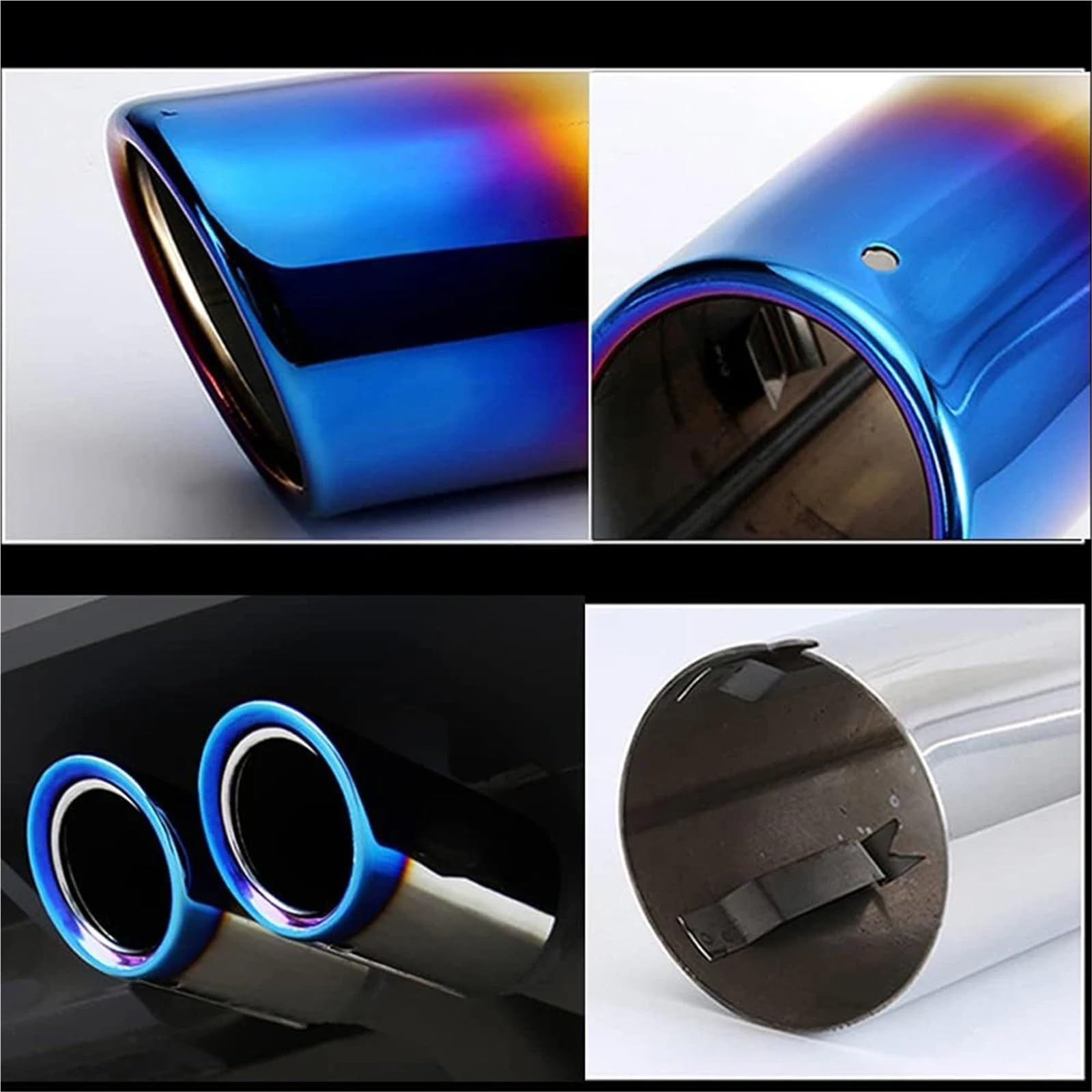 2 Sztuk Końcówka Rury Wydechowej Samochodu Końcówka Tłumika Osłona Rury Kompatybilny Z VW Touran 5T1 Tiguan MK2 GOLF MK7 POLO 6R JETTA MK6 Akcesoria(Blue)