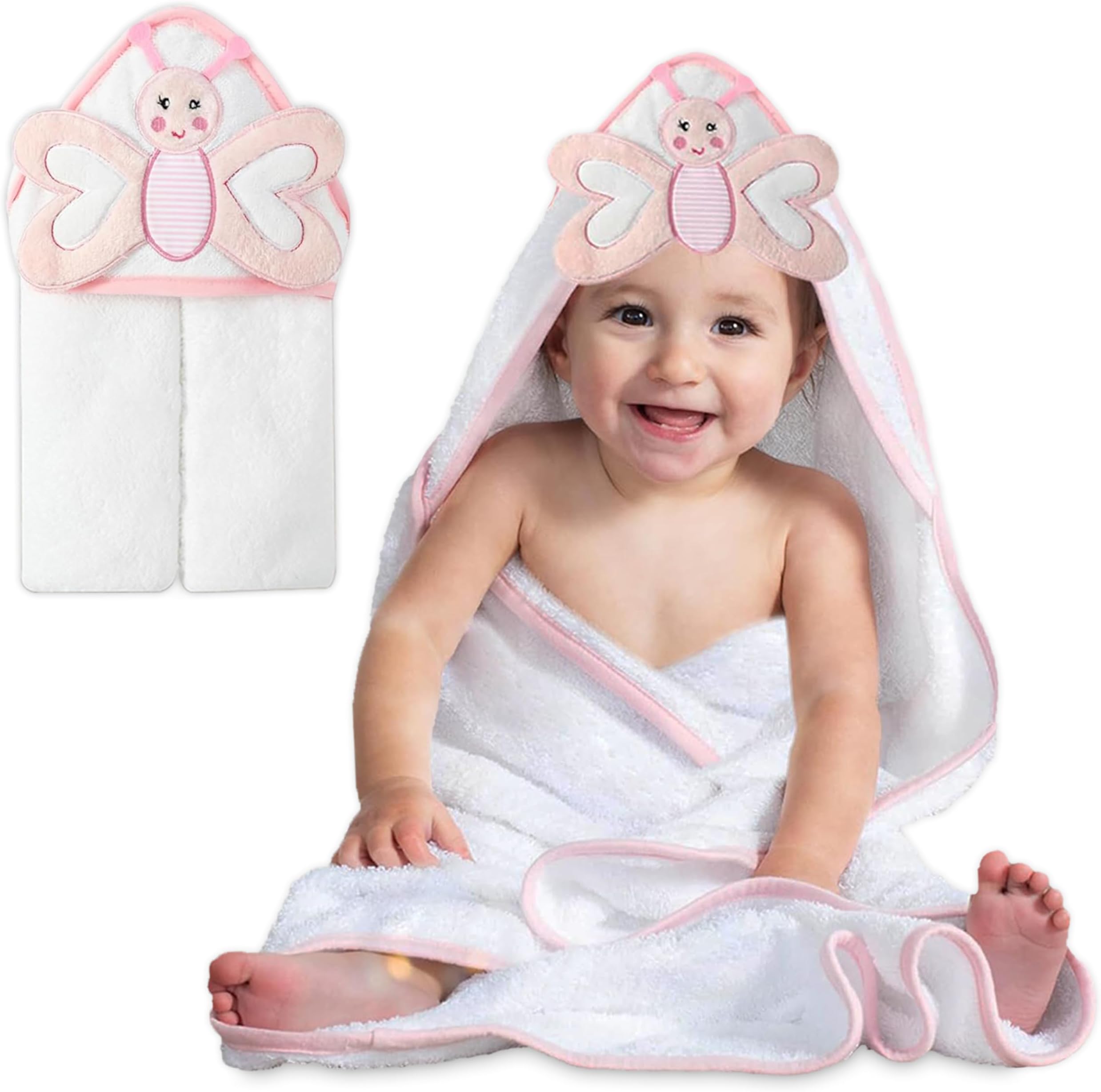Amazon.com : Clevamama Splash and Wrap Baby Bath Towel (White) : Hooded ...