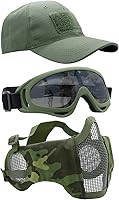 Vista 35 de Máscara de Airsoft con Gafas, Máscara de Malla Plegable de Media Cara con Protección para los Oídos para Paintball, Tiro, Cosplay, Juego CS