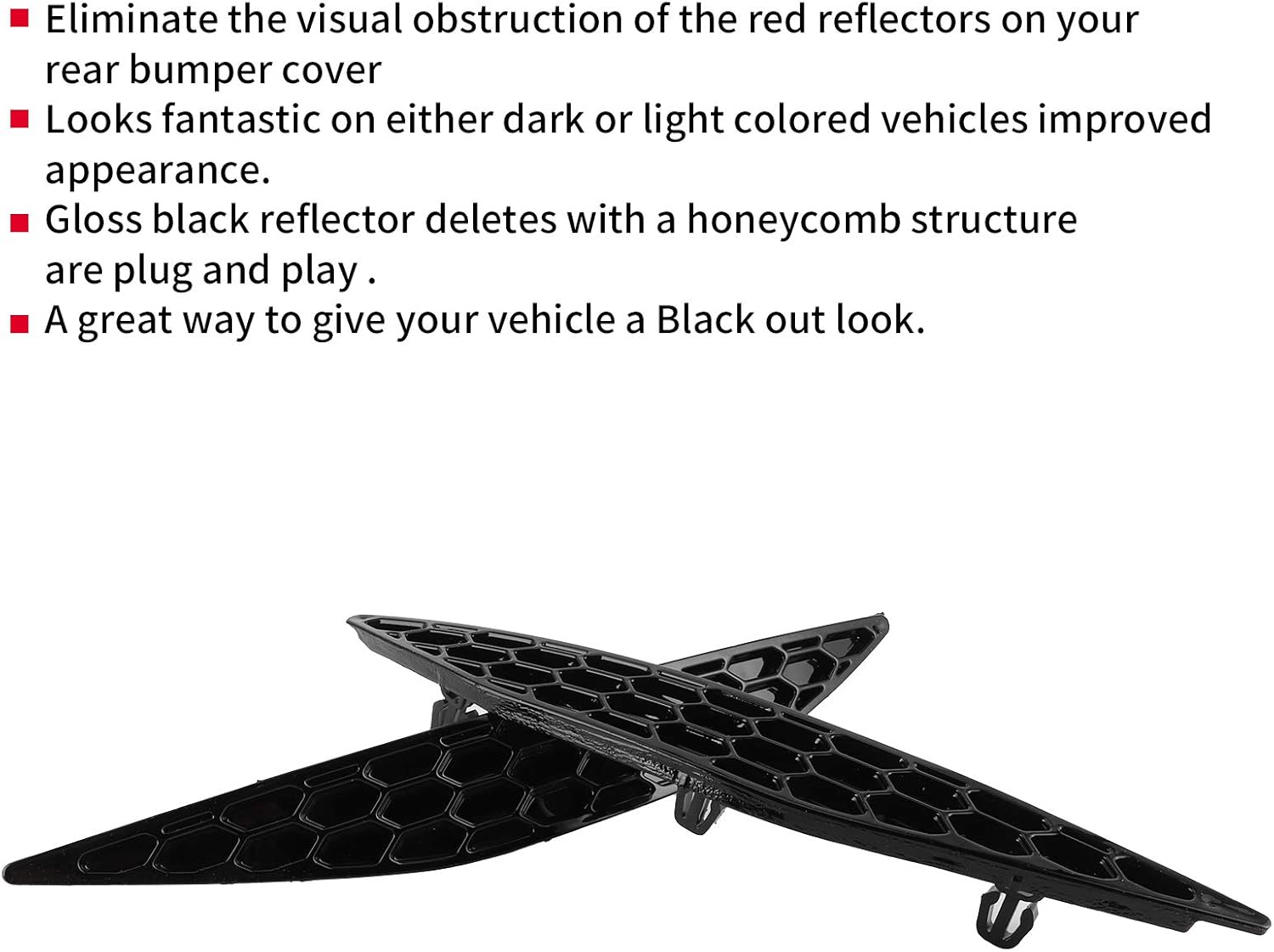 Tbest Rear Bumper Reflectors,Mk7 R Rear Reflector,2016 Reflectors,Auto Bumper Reflector,2pcs Gloss Black Rear Bumper Reflector Honey comb Set Fit For MK7 2013-2016 mk7rear reflectors