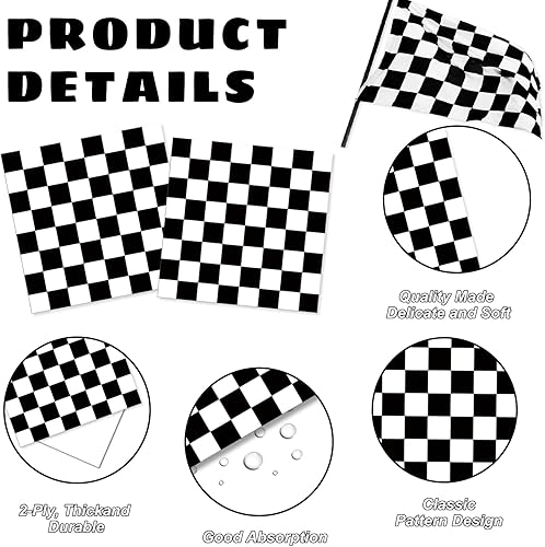 Vista 3 de Oigco 168 piezas de decoraciones de fiesta de cumpleaños de autos de carreras con platos de bandera a cuadros, vasos, servilletas, cubiertos